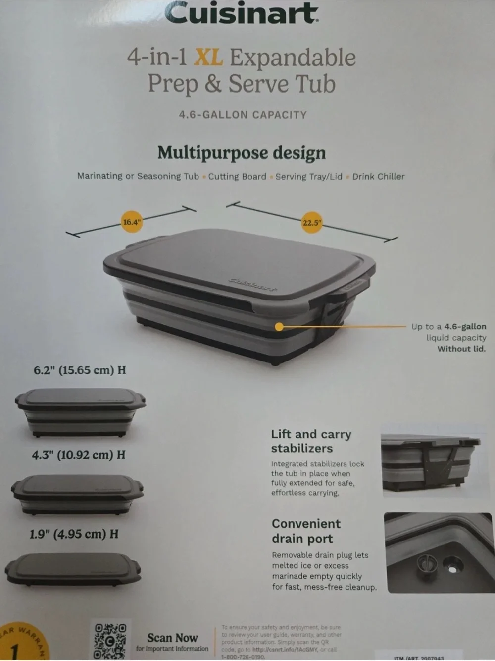 Collapsible 4-in-1 Gray Multi-Purpose Serving & Cooler Tray